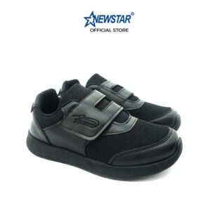 NewStar Black School Shoes W361B [Velcro Strap] Kasut Hitam
