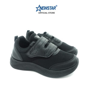 NewStar Black School Shoes W377B [Velcro Strap] Kasut Hitam
