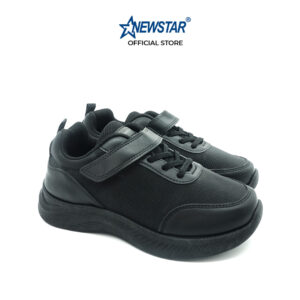 NewStar Black School Shoes W378B [Velcro Strap] Kasut Hitam